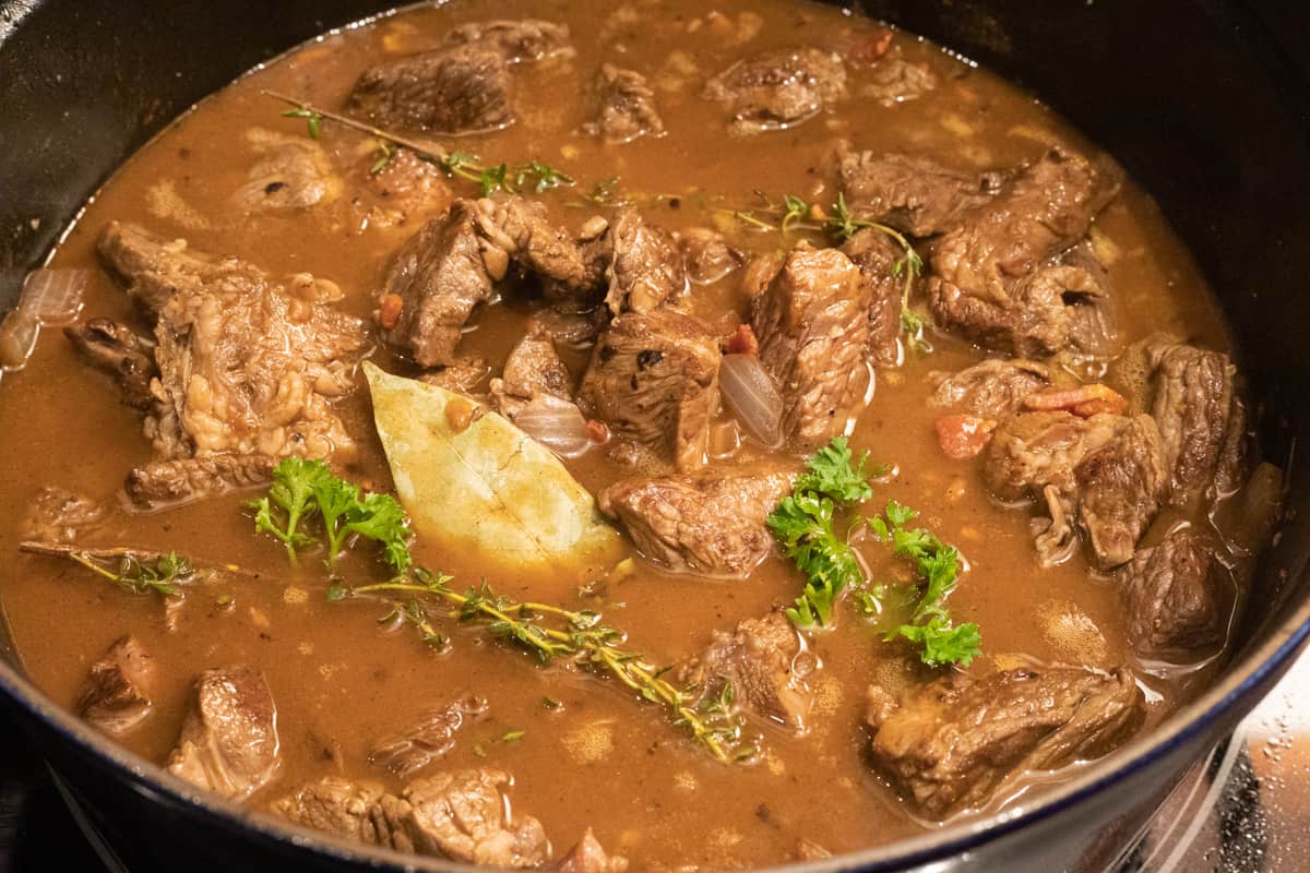 Dutch Oven Beef Stew Prepared for Oven Dutch Oven Beef Stew Prepared for Oven