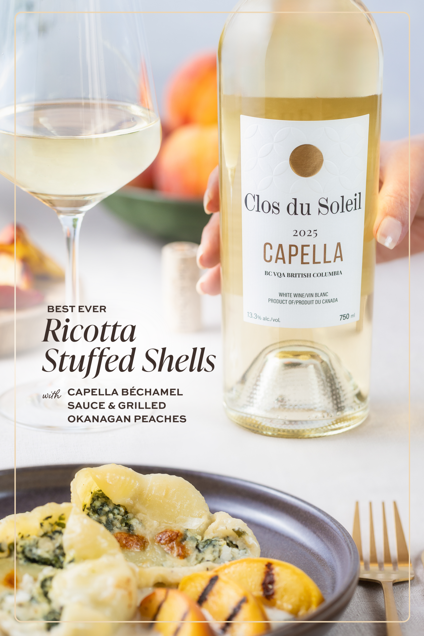 Ricotta Stuffed Shells White Wine Béchamel Sauce and Peaches Ricotta Stuffed Shells White Wine Béchamel Sauce and Peaches